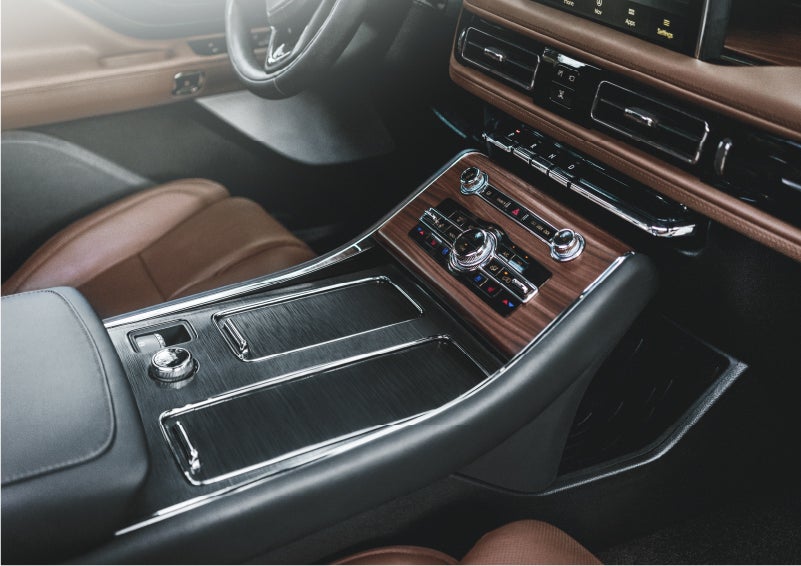 The front center console of a 2023 Lincoln Aviator® SUV is shown in | Mike Reichenbach Lincoln in Florence SC