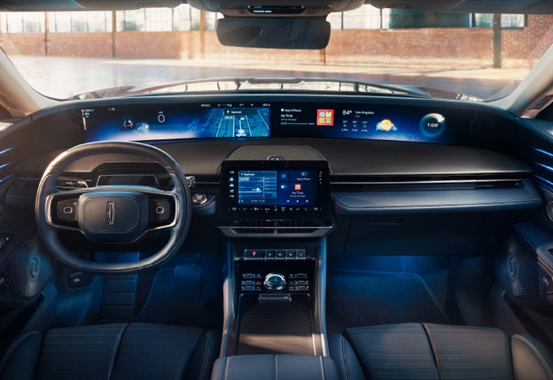 A large panoramic display is shown on the dashboard of a 2024 Lincoln Nautilus® SUV | Mike Reichenbach Lincoln in Florence SC